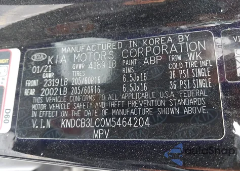 2021 Kia Niro Lxs из США, поврежденный, VIN KNDCB3LC0M5464204